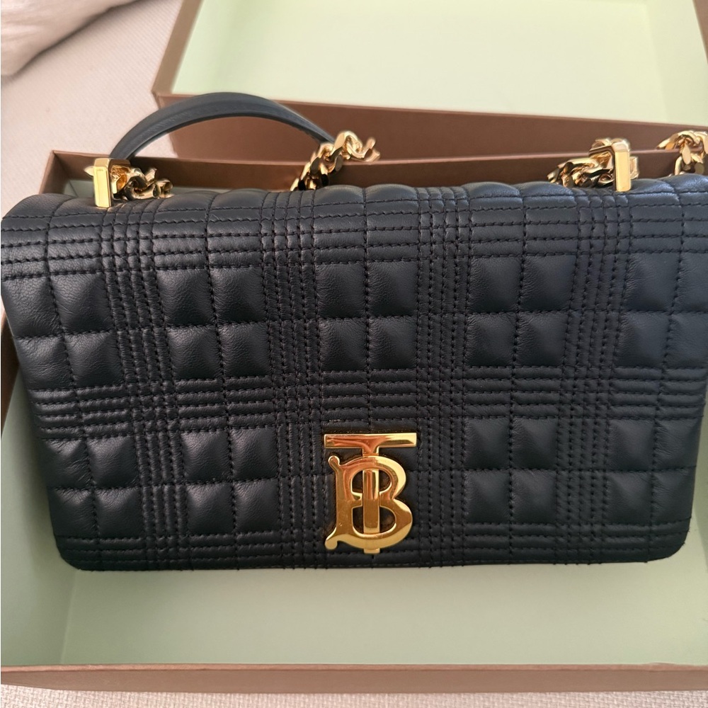 Burberry Black Quilted Shoulder Bag with Gold Hardware